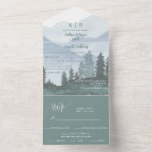 Invitación a la boda sobre el tema de la montaña