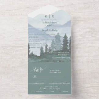 Invitación a la boda sobre el tema de la montaña