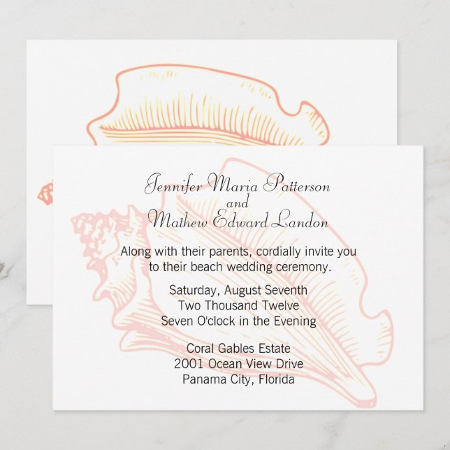 Invitación a la boda sobre el tema de la playa (Anverso / Reverso)