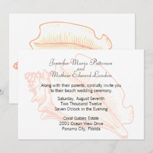 Invitación a la boda sobre el tema de la playa