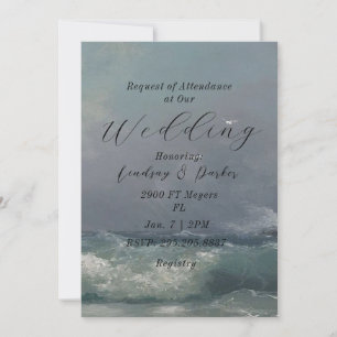 Invitación a la boda sobre el tema del océano