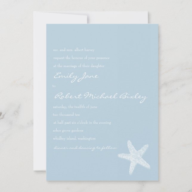 Invitación a la boda Starfish (Anverso)