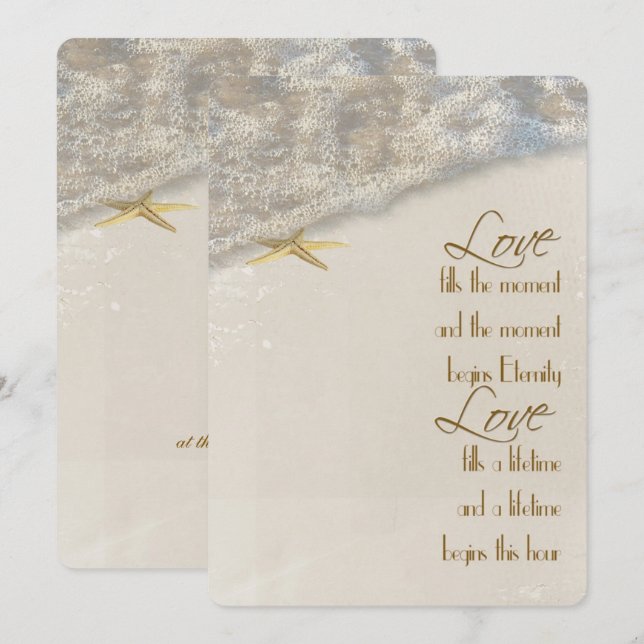 Invitación a la boda Starfish (Anverso / Reverso)