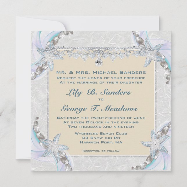 Invitación a la boda Starfish (Anverso)