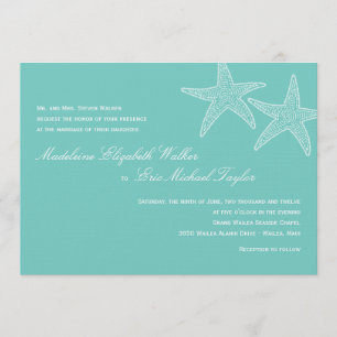 Invitación a la boda Starfish - Azul