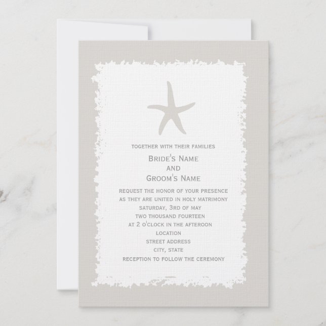 Invitación a la boda Starfish Color Personalizado (Anverso)