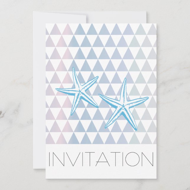 Invitación a la boda Starfish con el patrón triang (Anverso)