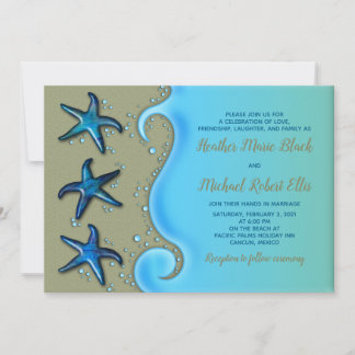 Invitación a la boda Starfish de la concha Paua