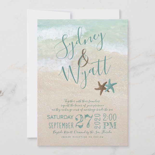 Invitación a la boda Starfish de la tipografía de  (Anverso)