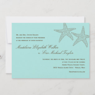 Invitación a la boda Starfish - Marrón/Azul