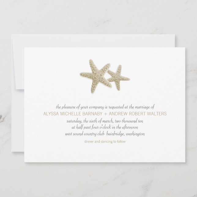 Invitación a la boda Starfish par (Anverso)