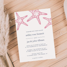 Invitación a la boda Starfish Pink & Navy
