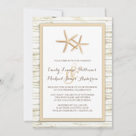 Invitación a la boda Starfish Whitewashed Wood Bea