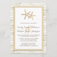Invitación a la boda Starfish Whitewashed Wood Bea