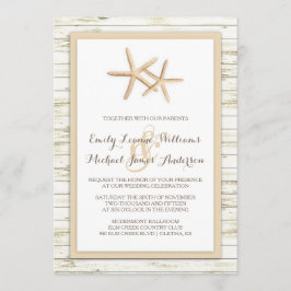 Invitación a la boda Starfish Whitewashed Wood Bea