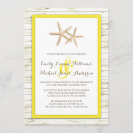 Invitación a la boda Starfish Whitewashed Wood Bea