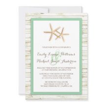 Invitación a la boda Starfish Whitewashed Wood Bea