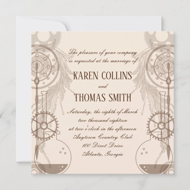 Invitación a la boda Steampunk (Anverso)