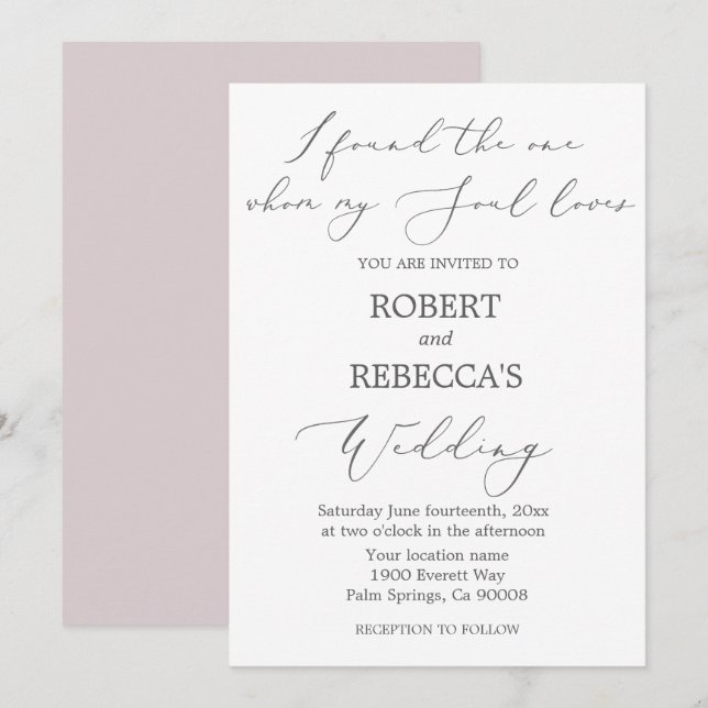 Invitación a la boda suave y elegante (Anverso / Reverso)