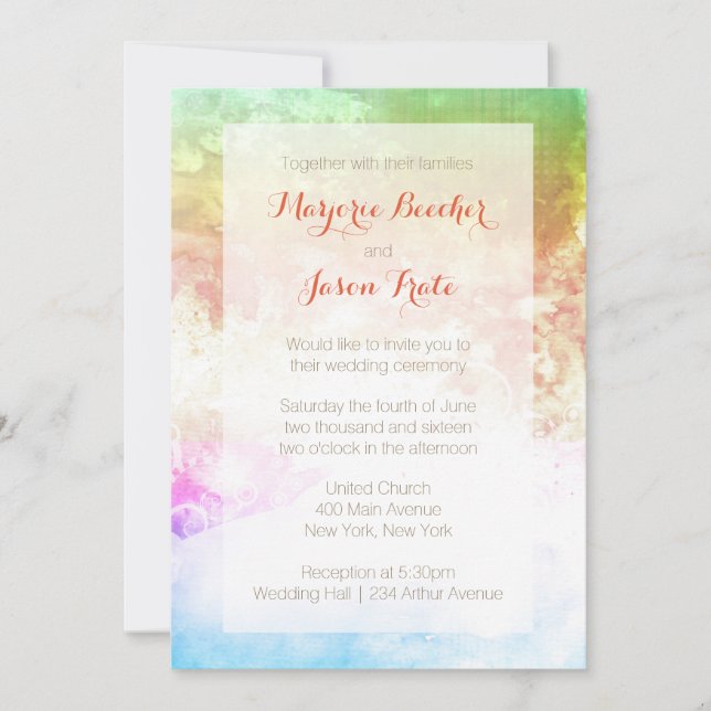 Invitación a la boda Swirl Sunrise Multi (Anverso)