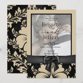 Invitación a la boda tan y foto tradicional negra