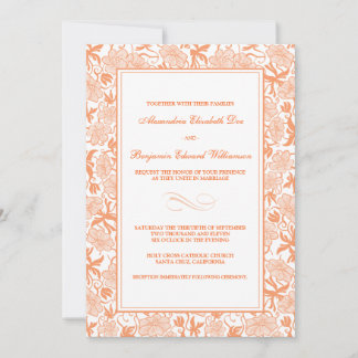 Invitación a la boda Tangerina floral