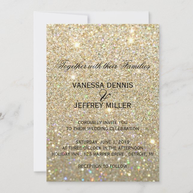 Invitación a la boda - Tapa dorada y dos (Anverso)
