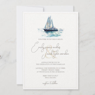 Invitación a la boda - Tema de vela en acuarela