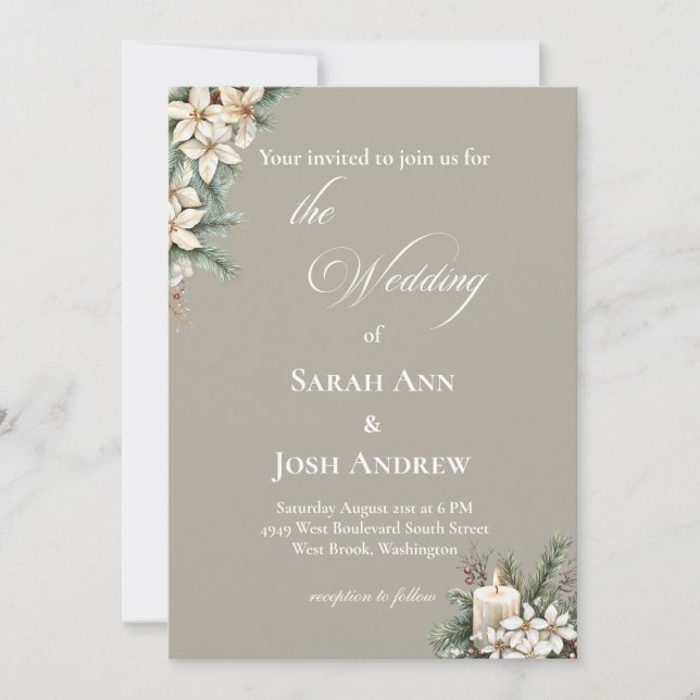 Invitación a la boda temática de la boda de invier (Anverso)