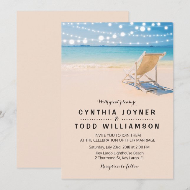 Invitación a la boda temática de la playa (Anverso / Reverso)