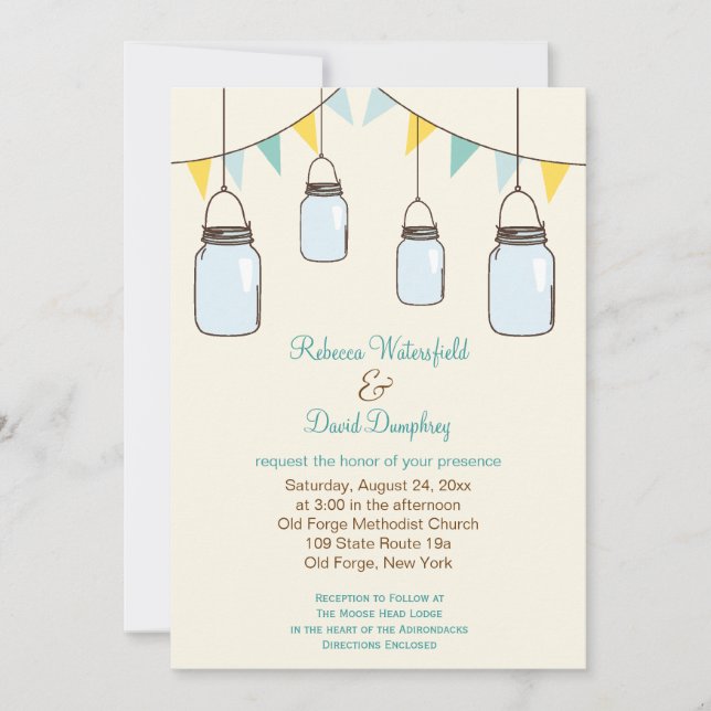 Invitación a la boda temática de Mason Jars Countr (Anverso)