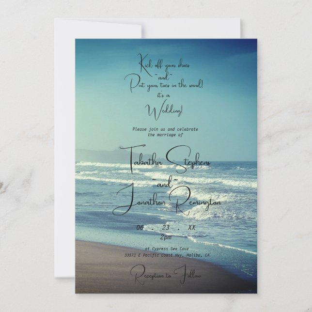 Invitación a la boda temática de Ocean Beach (Anverso)