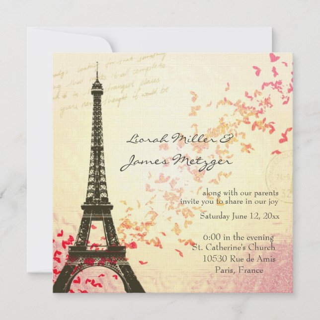 Invitación a la boda temática de París (Anverso)