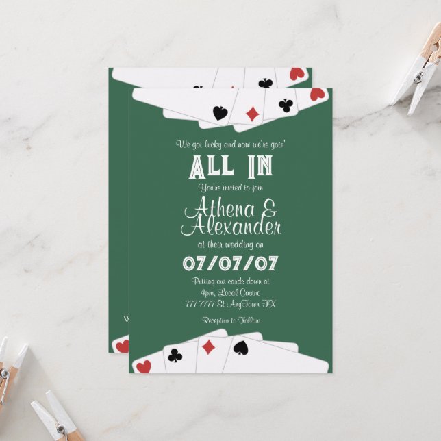 Invitación a la boda temática de Poker/Casino (Anverso/Reverso In Situ)