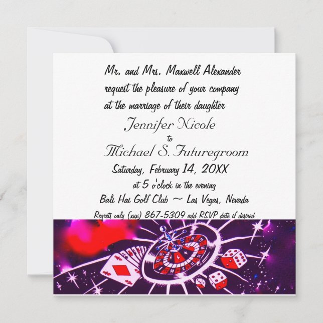 Invitación a la boda temática del Casino de Las Ve (Anverso)