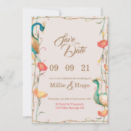 Invitación a la boda temática del pavo real