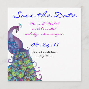 Invitación a la boda temática del pavo real Guarda