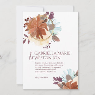 Invitación a la Boda Temática Plum Purple Gold Fal