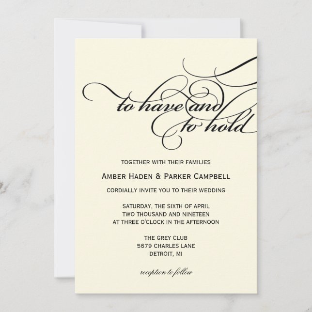 Invitación a la boda | Tener Que Sostener - Marfil (Anverso)