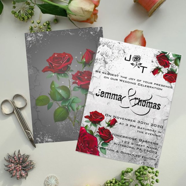 Invitación a la boda texturizada de Roses Rojos y  (Subido por el creador)