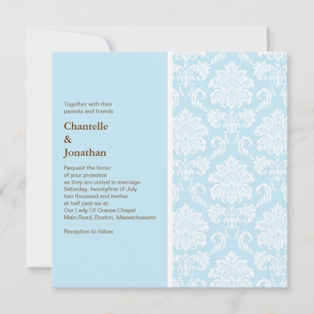Invitación a la boda Tiffany Damask (Anverso)