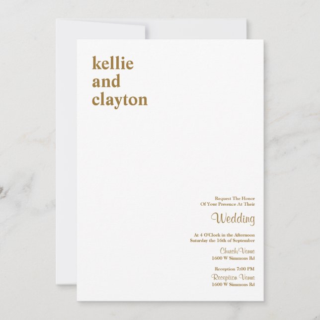 Invitación a la boda tipo simple moderna (Anverso)