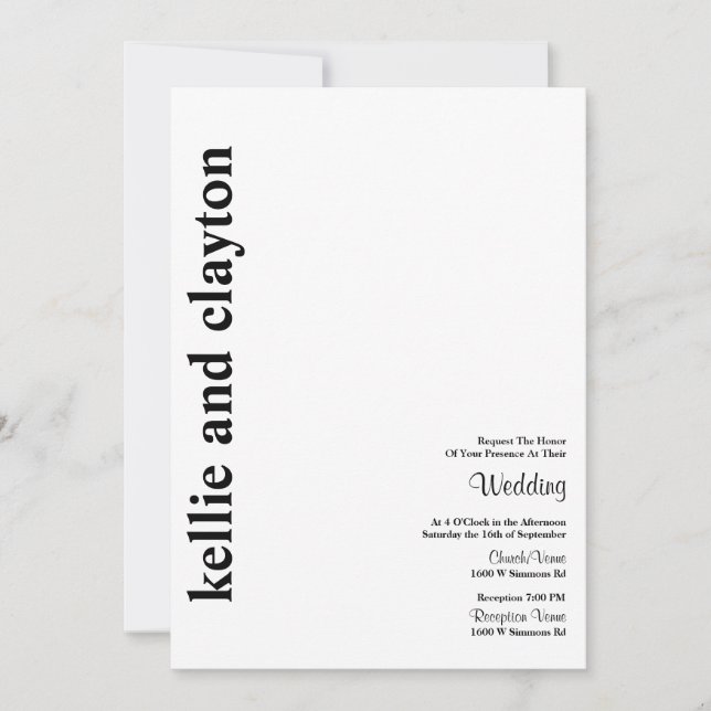 Invitación a la boda tipo simple moderna (Anverso)
