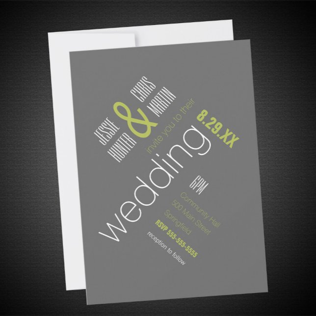 Invitación a la boda tipográfica moderna única (Subido por el creador)