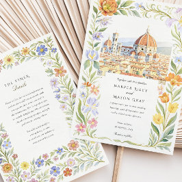 Invitación a la boda toscana de acuarela Florencia