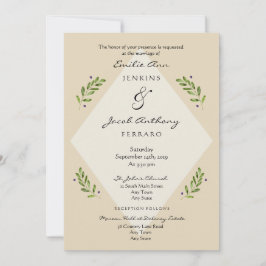 Invitación a la boda tradicional botánica moderna