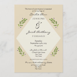Invitación a la boda tradicional botánica moderna