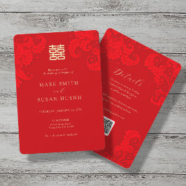 Invitación a la boda tradicional china en inglés