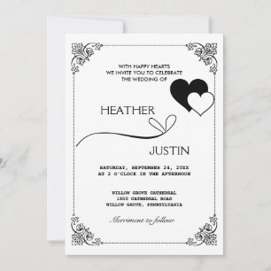 Invitación a la boda tradicional con guión minimal