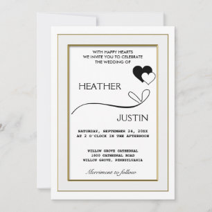 Invitación a la boda tradicional con guión minimal